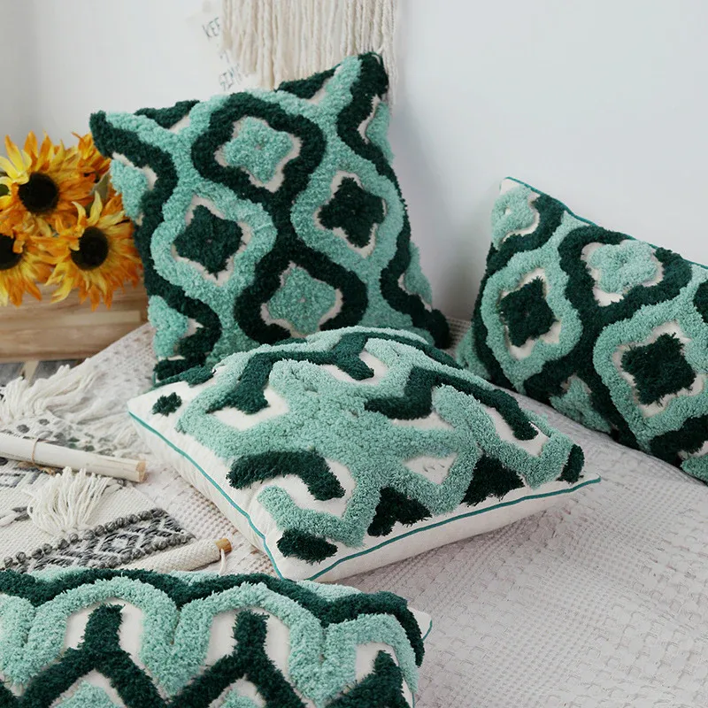 Misa – Geometrischer Samt-Kissenbezug im Boho-Design für Sofakissen