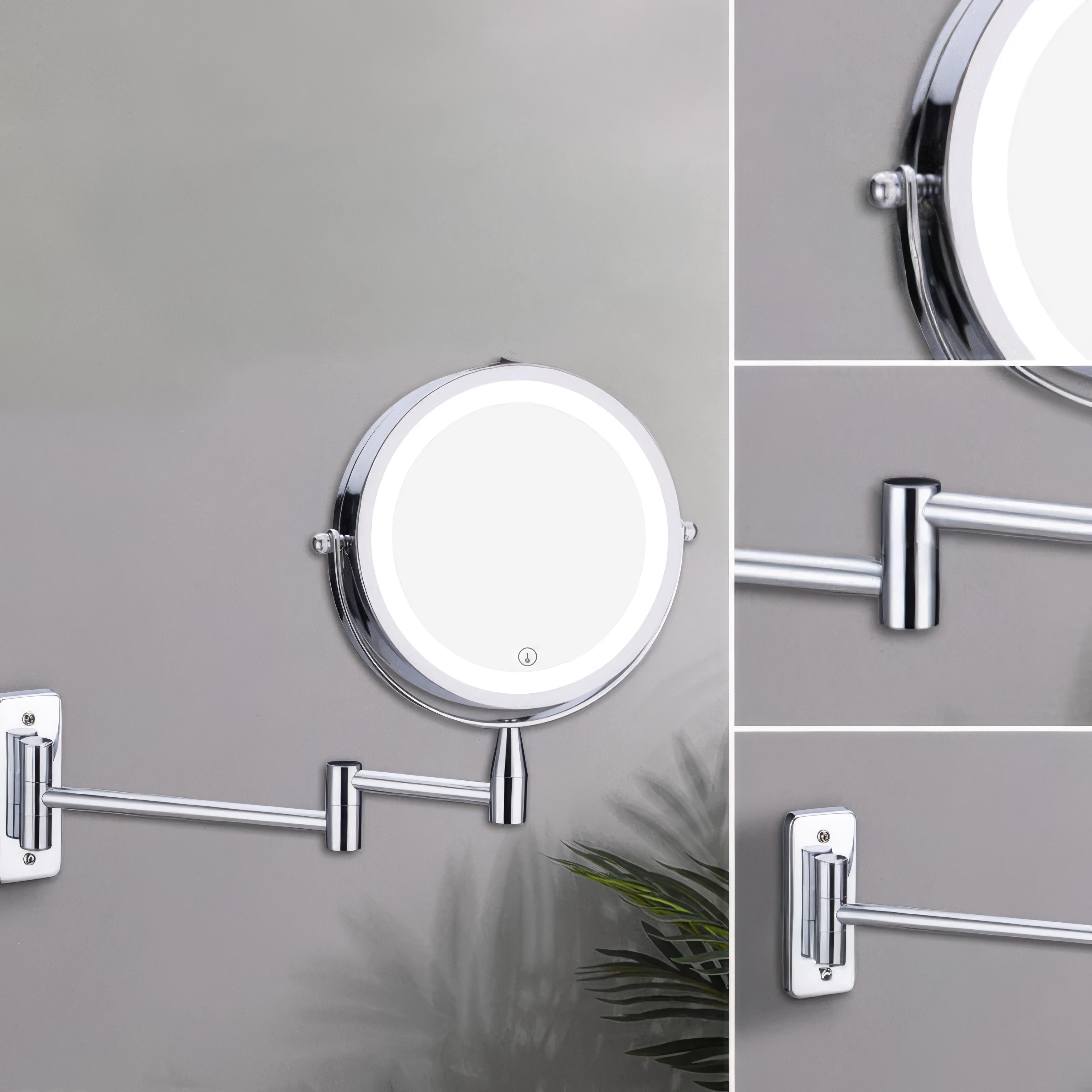 Evida LED-Vergrößerungsspiegel mit Chrom-Finish - Präzises Schminken