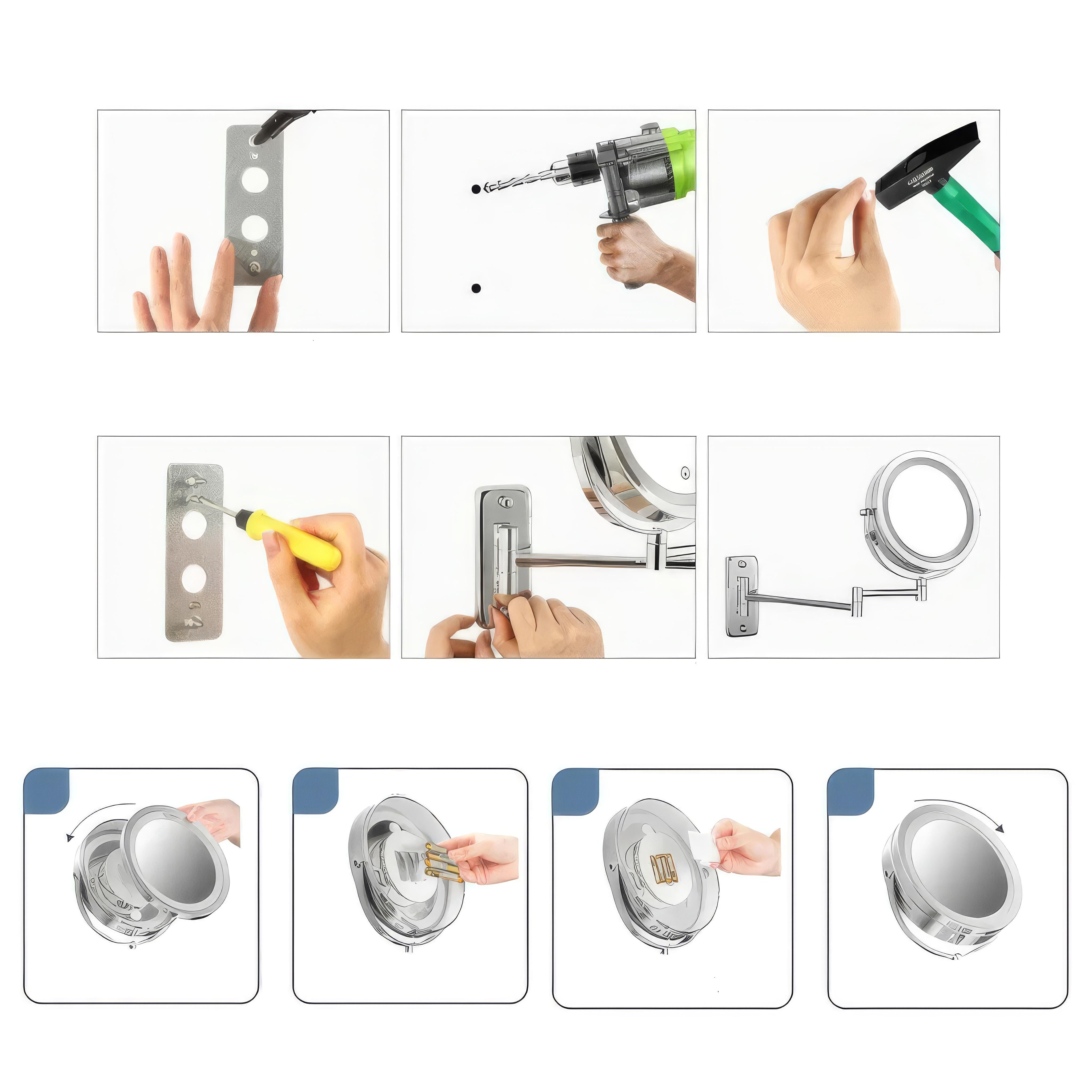 Evida LED-Vergrößerungsspiegel mit Chrom-Finish - Präzises Schminken