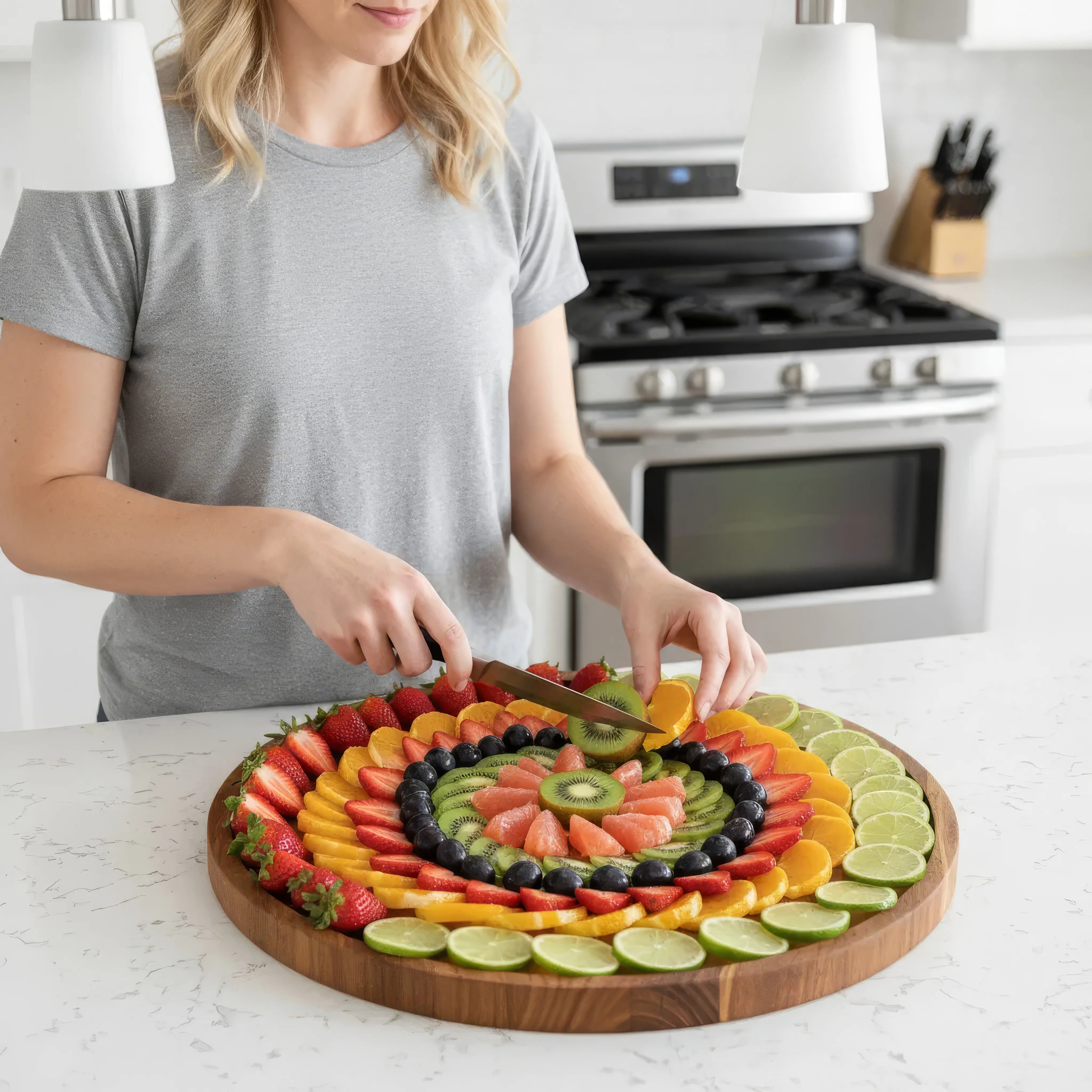 Rana – Rundes Tablett für Küchenliebhaber hochwertiges Naturholz