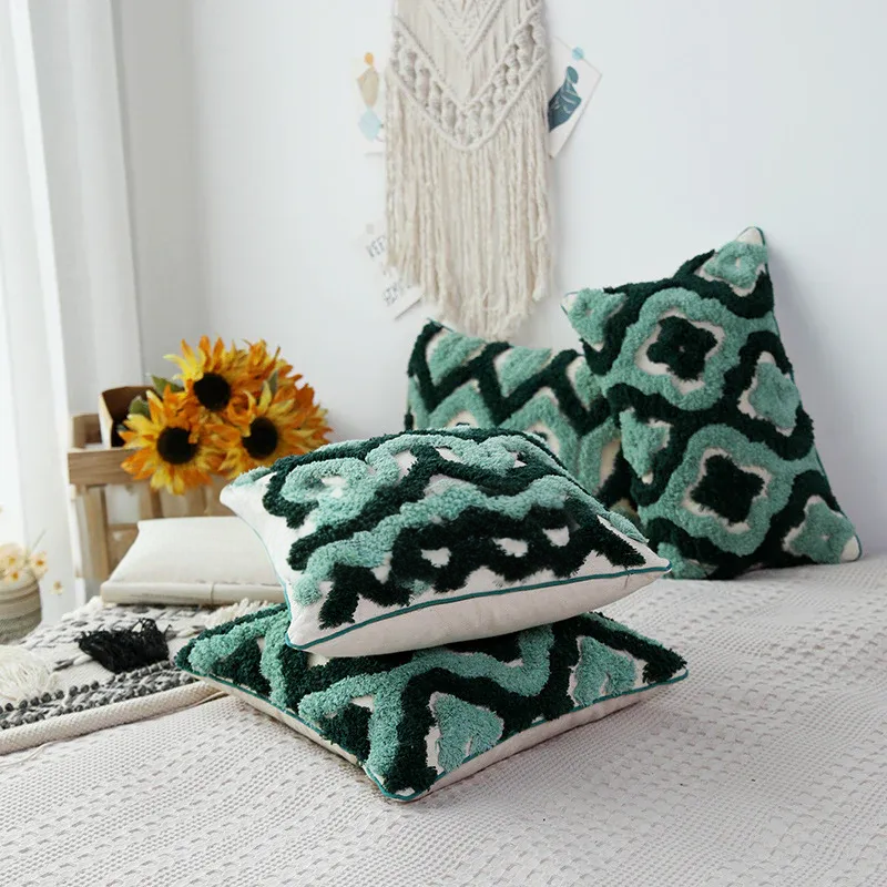 Misa – Geometrischer Samt-Kissenbezug im Boho-Design für Sofakissen