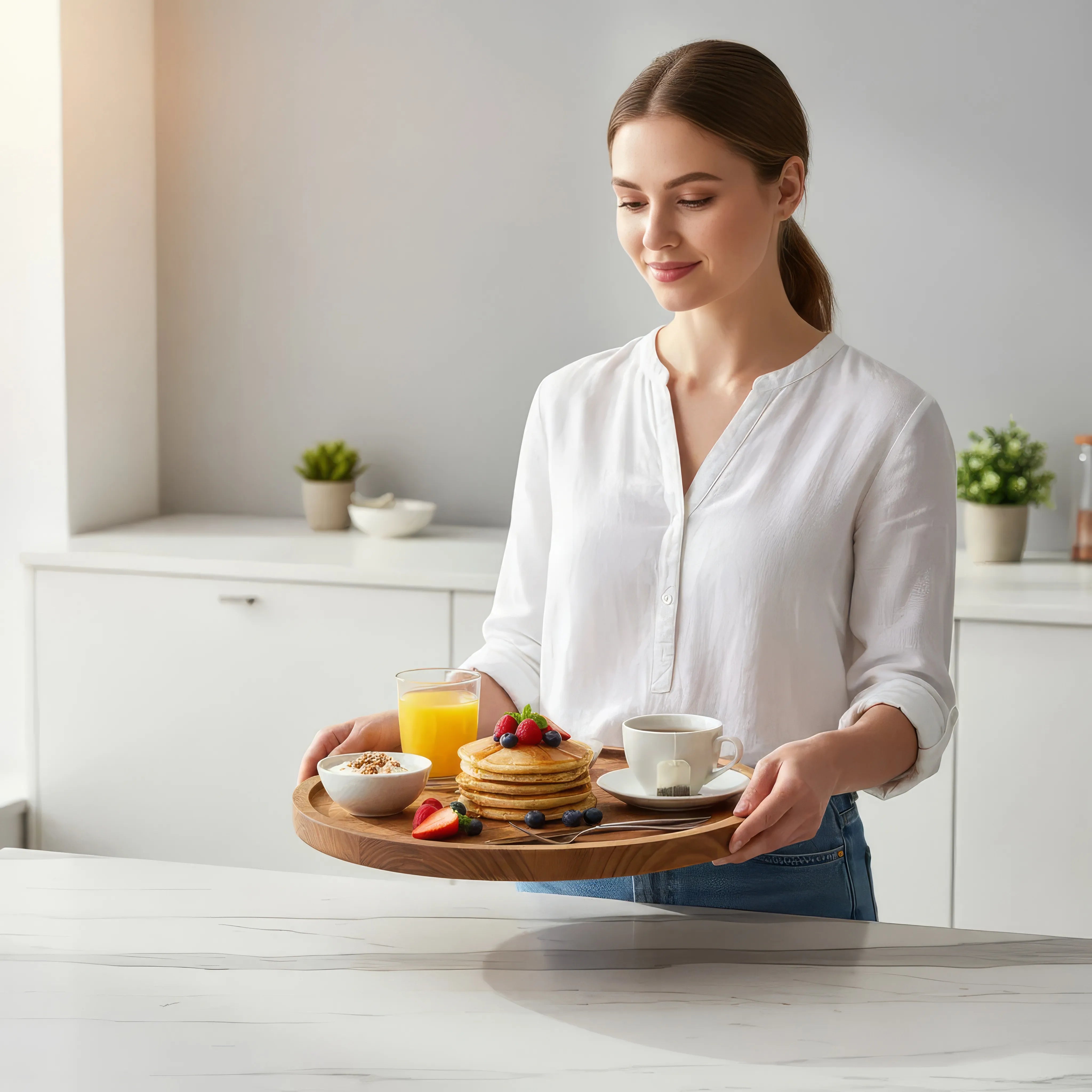 Rana – Rundes Tablett für Küchenliebhaber hochwertiges Naturholz