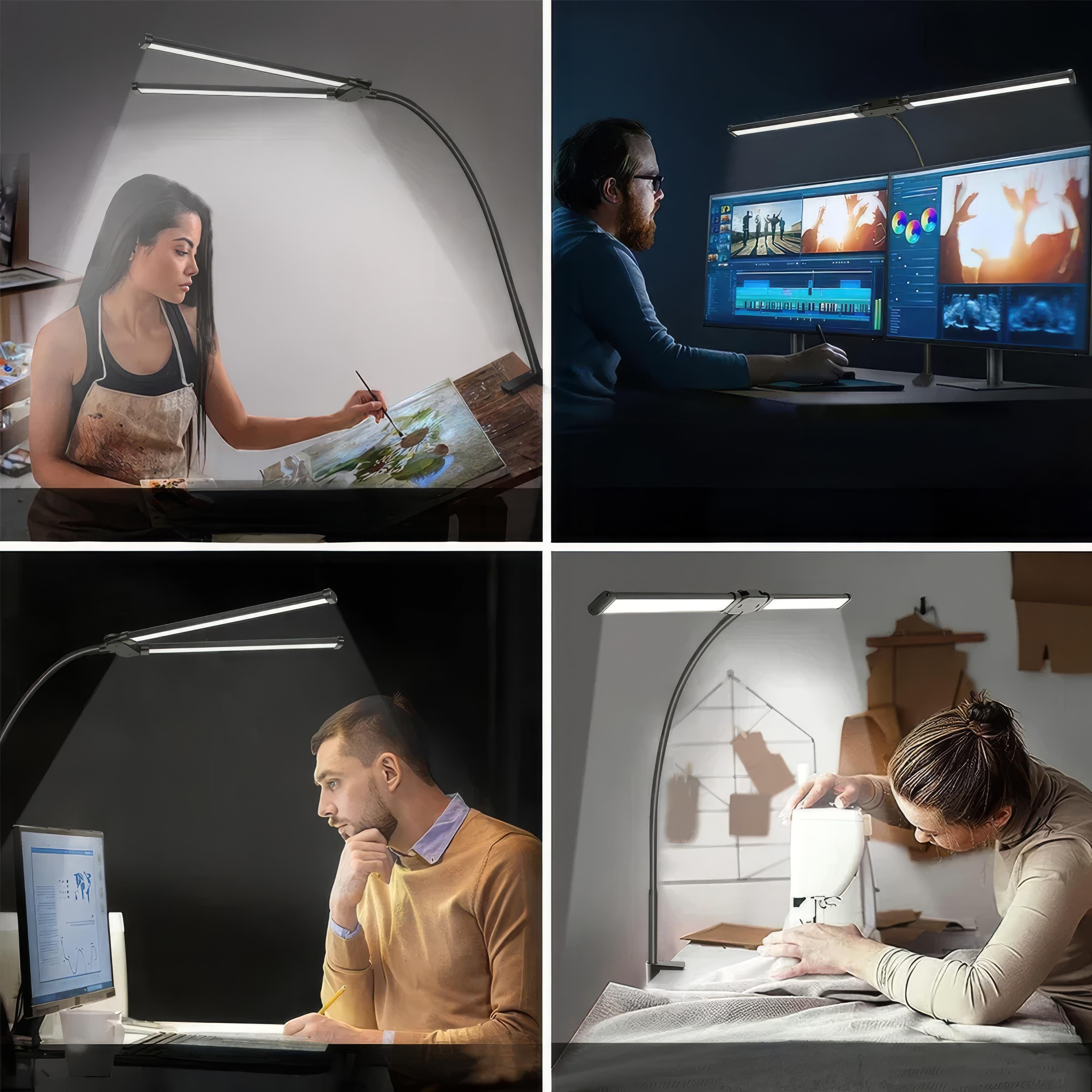 Norin - Dimmbare Doppelkopf-LED-Schreibtischlampe