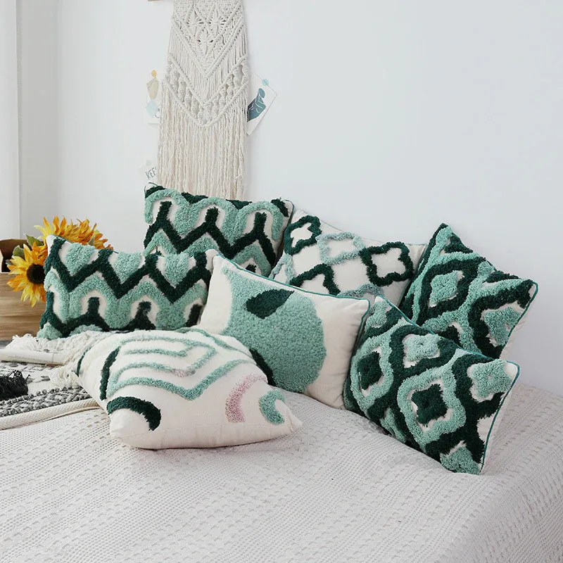 Misa – Geometrischer Samt-Kissenbezug im Boho-Design für Sofakissen