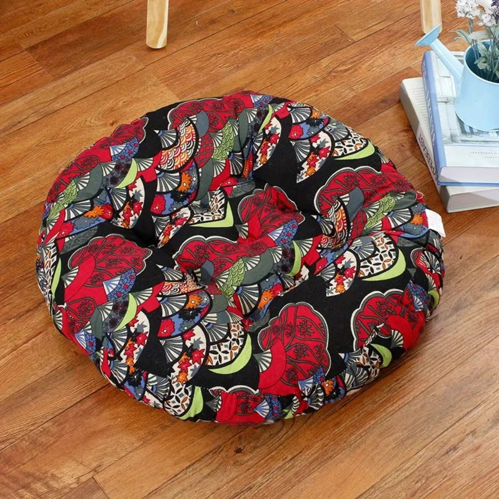 Boho-Rundes Kissen aus 100% Baumwolle mit Blumenmuster für Komfort und Stil 5