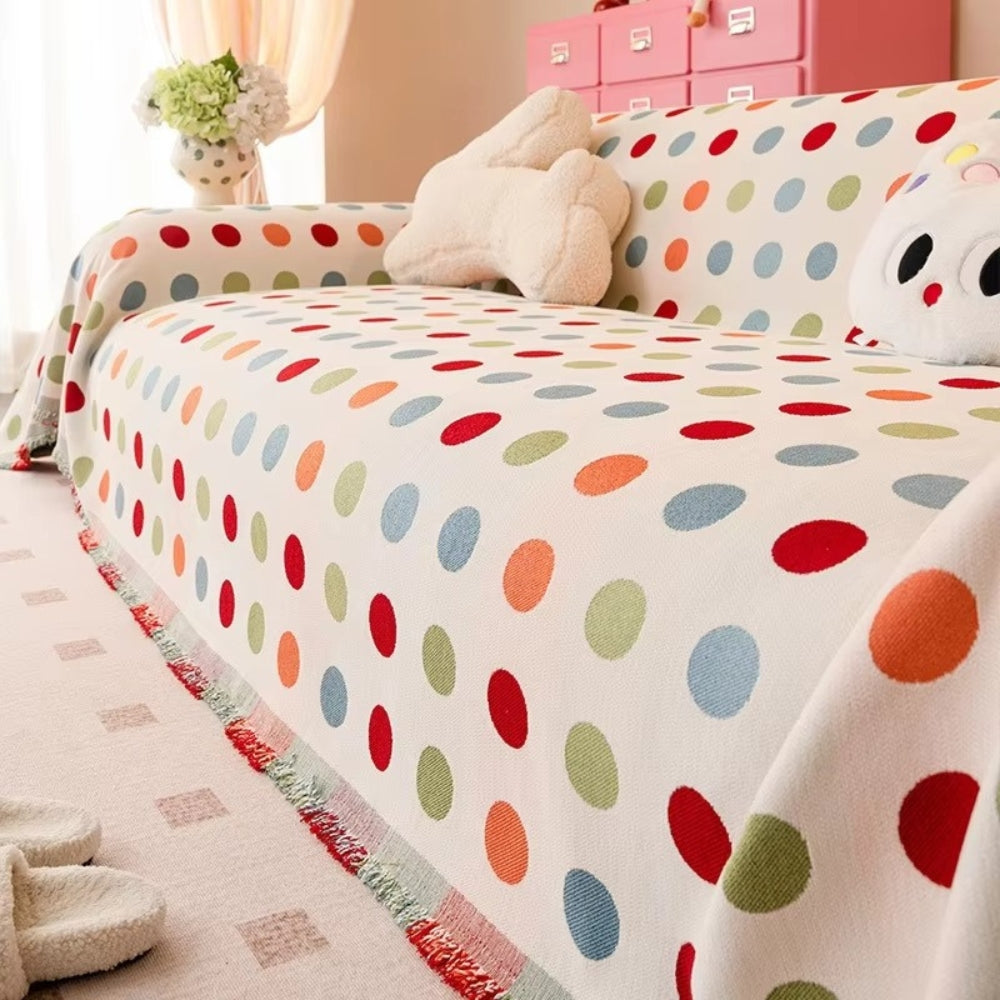 Bunte Polka-Dot Sofaabdeckung - Weich, Langlebig & Vielseitig für Sofa Abdeckung 0