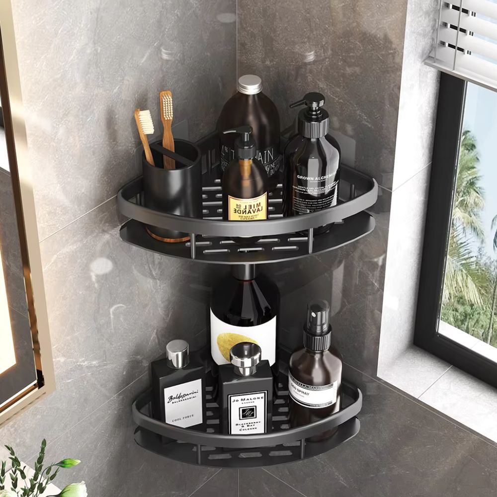 Duschregal Ohne Bohren - Modernes Duschablage Mit Abnehmbarem Haken aus Aluminium 1