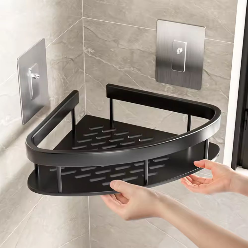 Duschregal Ohne Bohren - Modernes Duschablage Mit Abnehmbarem Haken aus Aluminium 6