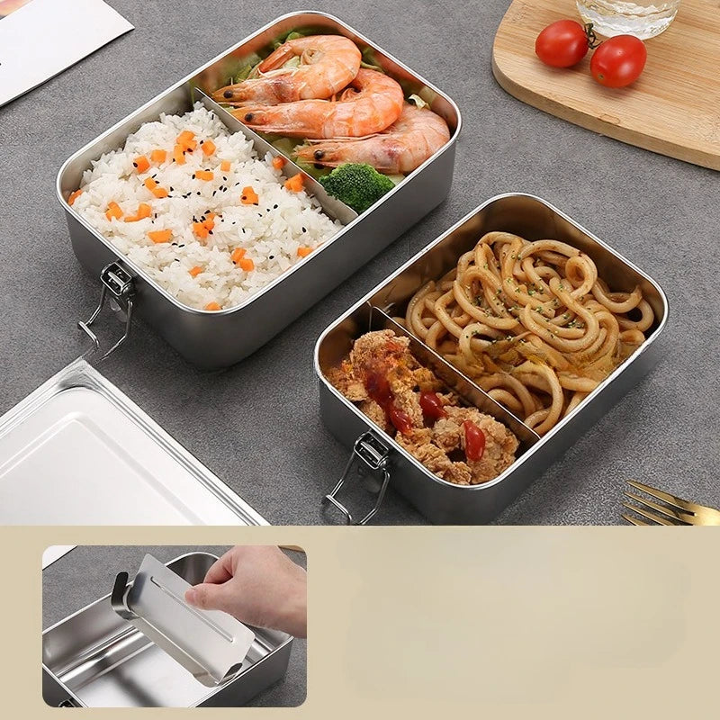 Edelstahl Brotdose 1200ML - Praktische Lunchbox für Snacks und Obst, Umweltfreundlich 2