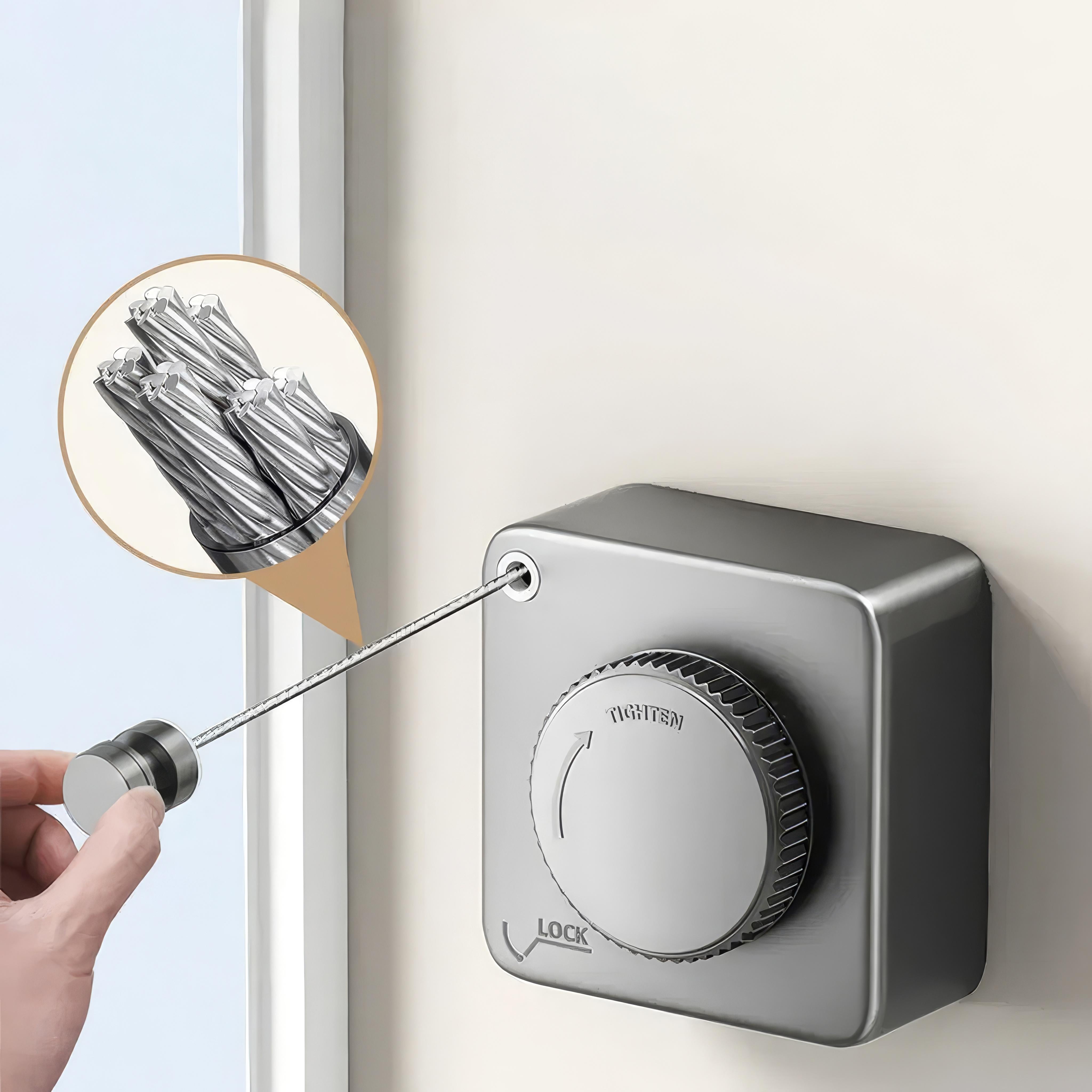 Edelstahl Wäscheleine Ausziehbar mit Anti-Hängen Design 4,6 m für die Wand 3