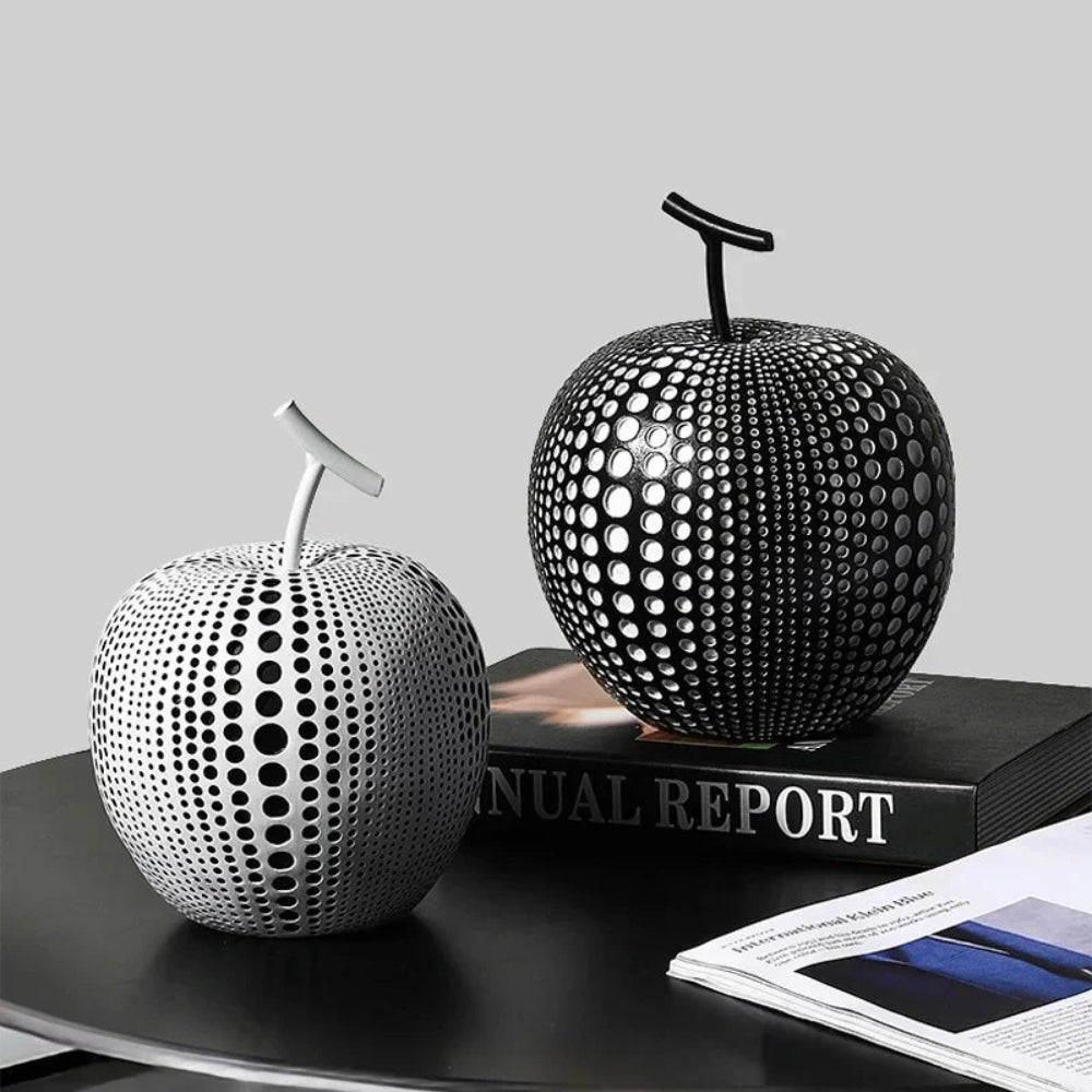 Elegante Deko Skulptur Apfel aus Harz im Polka Dot Design für Wohnzimmer Deko 1