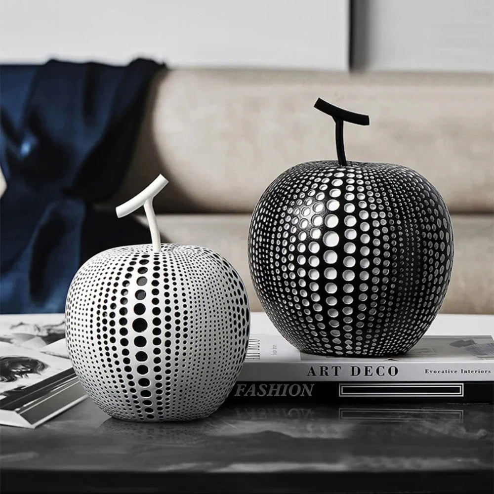 Elegante Deko Skulptur Apfel aus Harz im Polka Dot Design für Wohnzimmer Deko 2