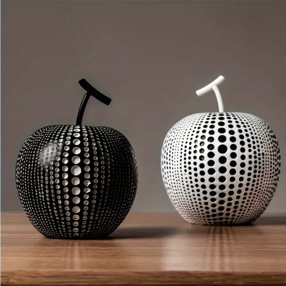 Elegante Deko Skulptur Apfel aus Harz im Polka Dot Design für Wohnzimmer Deko 5