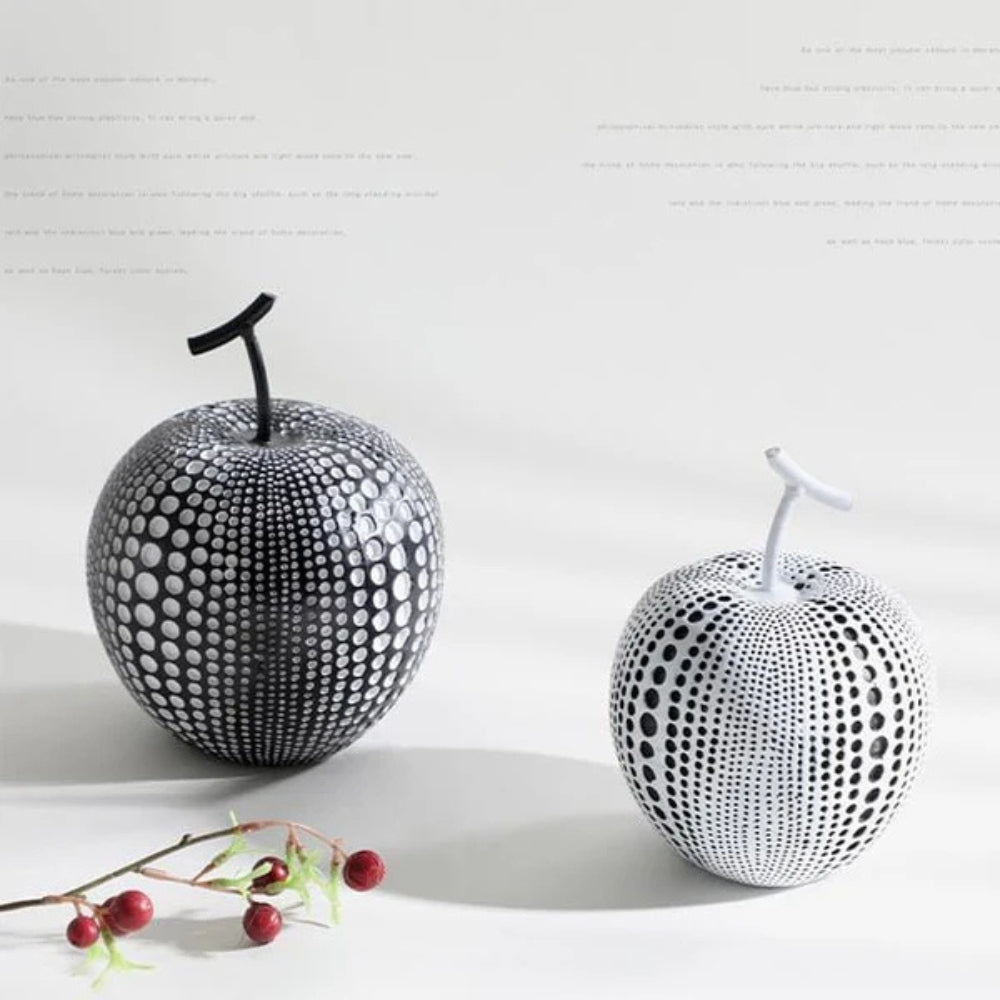 Elegante Deko Skulptur Apfel aus Harz im Polka Dot Design für Wohnzimmer Deko 6