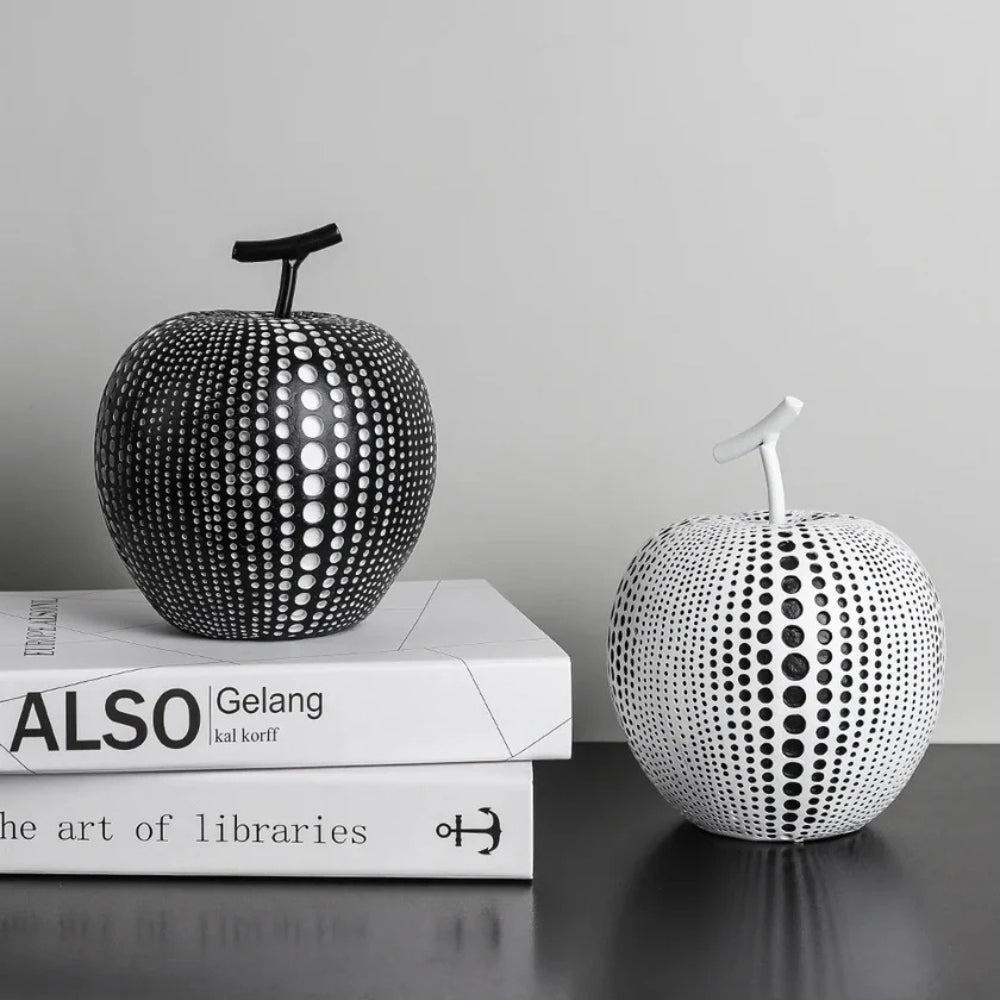 Elegante Deko Skulptur Apfel aus Harz im Polka Dot Design für Wohnzimmer Deko 7