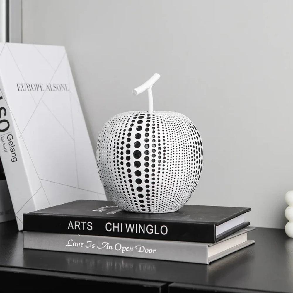 Elegante Deko Skulptur Apfel aus Harz im Polka Dot Design für Wohnzimmer Deko 8