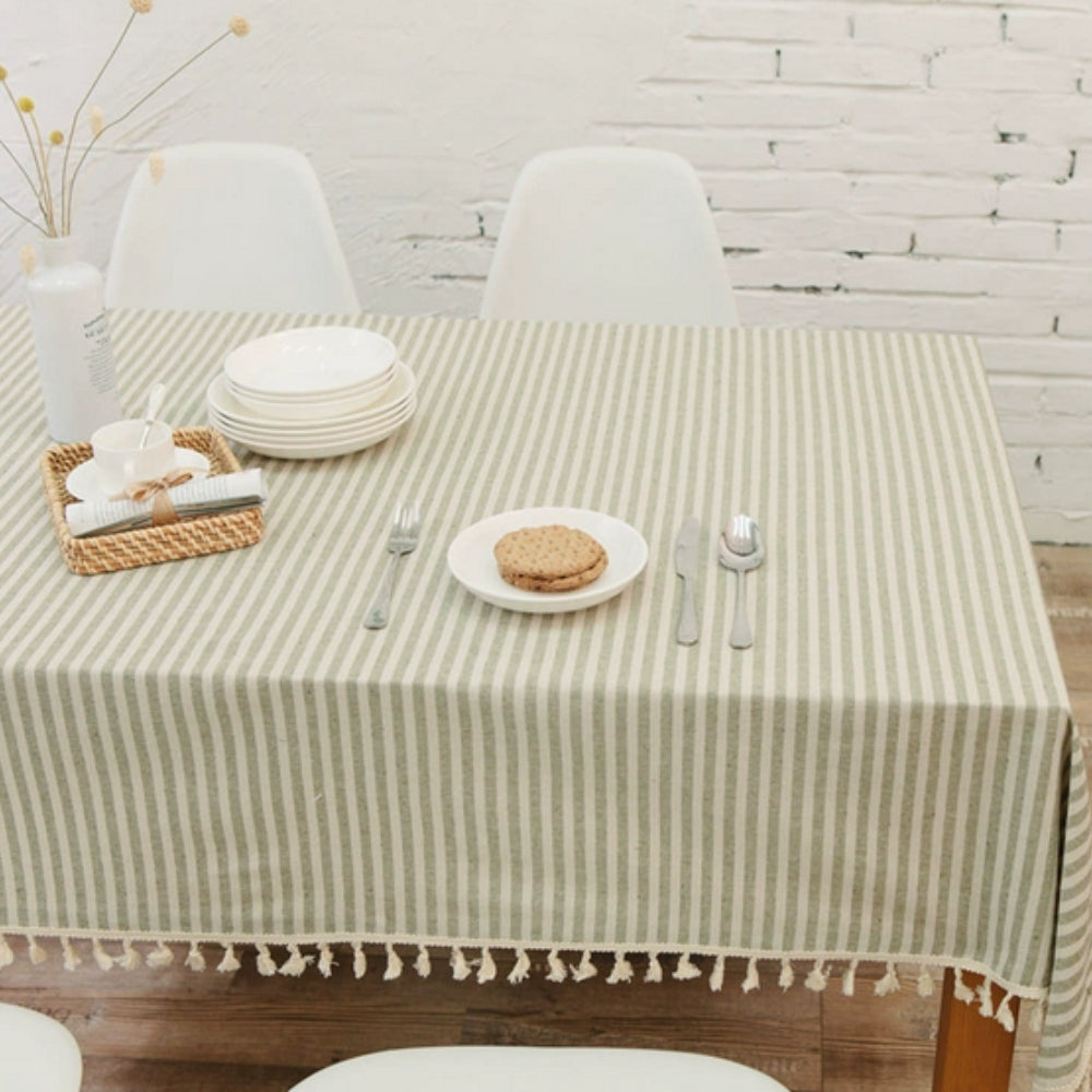 Elegante Gestreifte Tischdecke Abwaschbar Für Indoor & Outdoor Nutzung 11