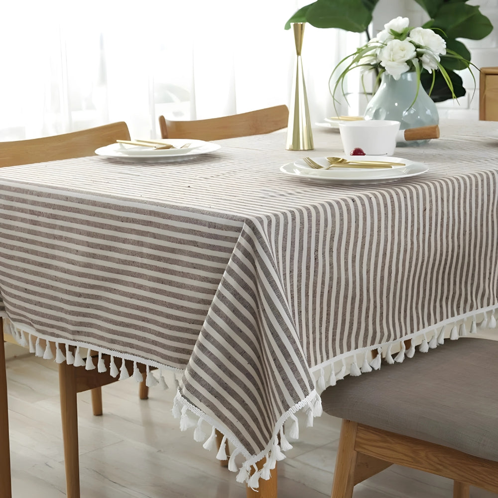 Elegante Gestreifte Tischdecke Abwaschbar Für Indoor & Outdoor Nutzung 2