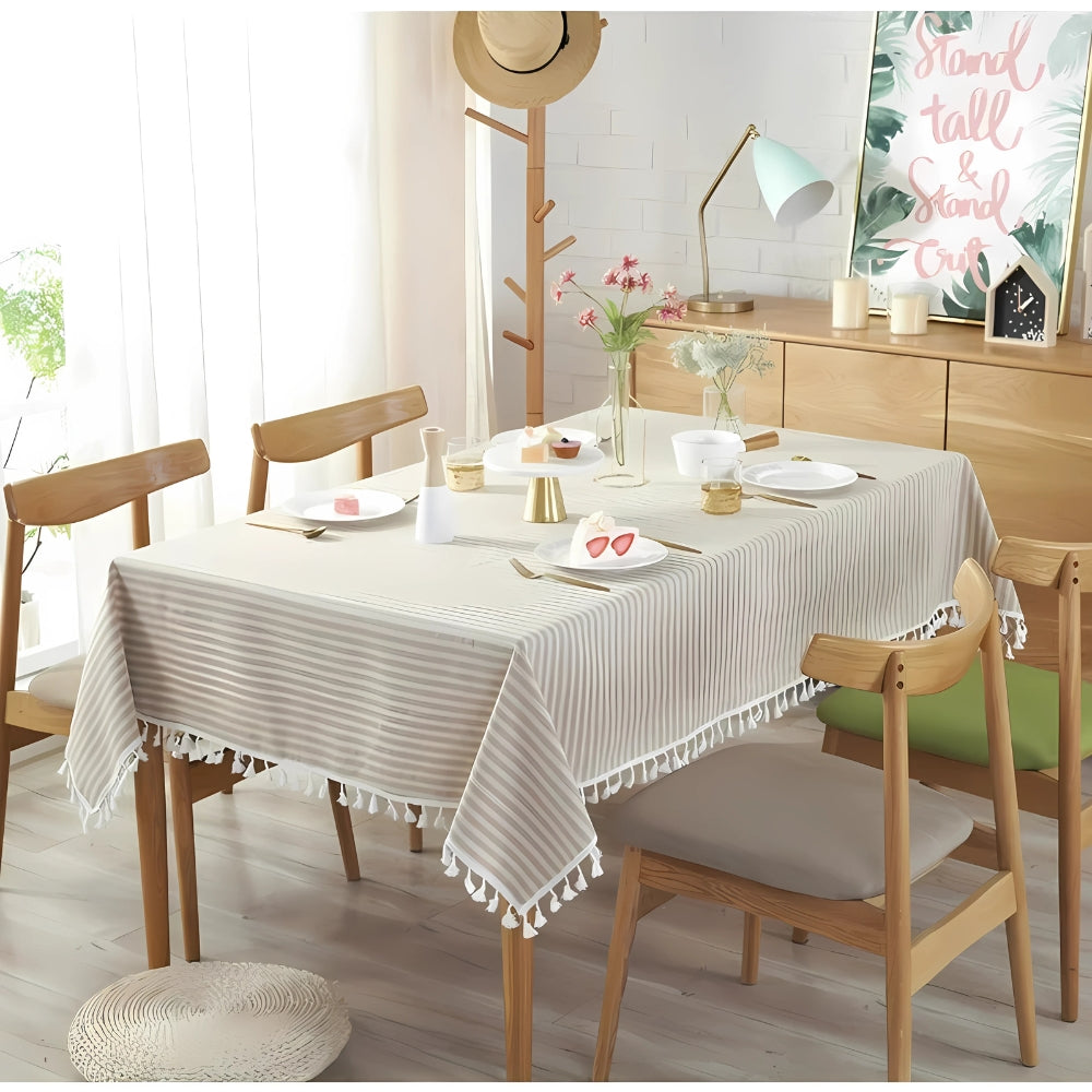 Elegante Gestreifte Tischdecke Abwaschbar Für Indoor & Outdoor Nutzung 5