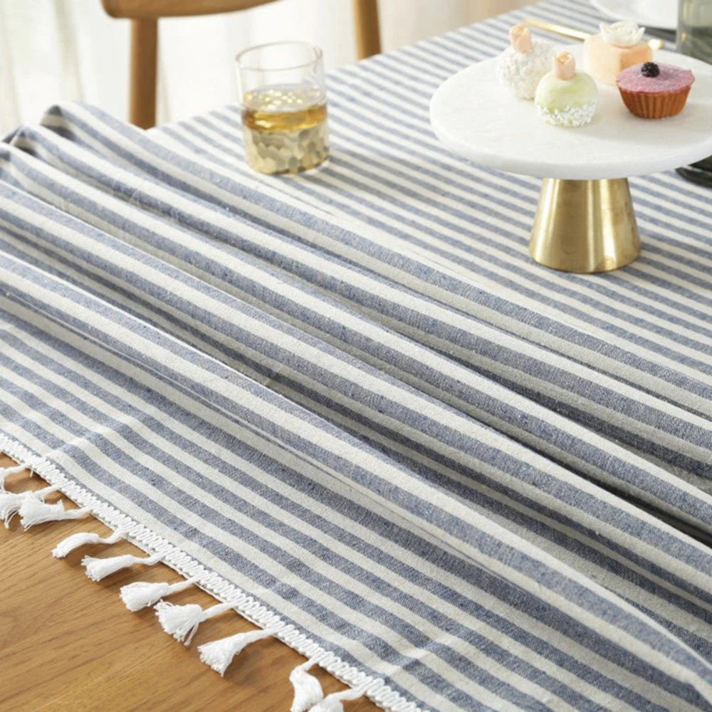 Elegante Gestreifte Tischdecke Abwaschbar Für Indoor & Outdoor Nutzung 6