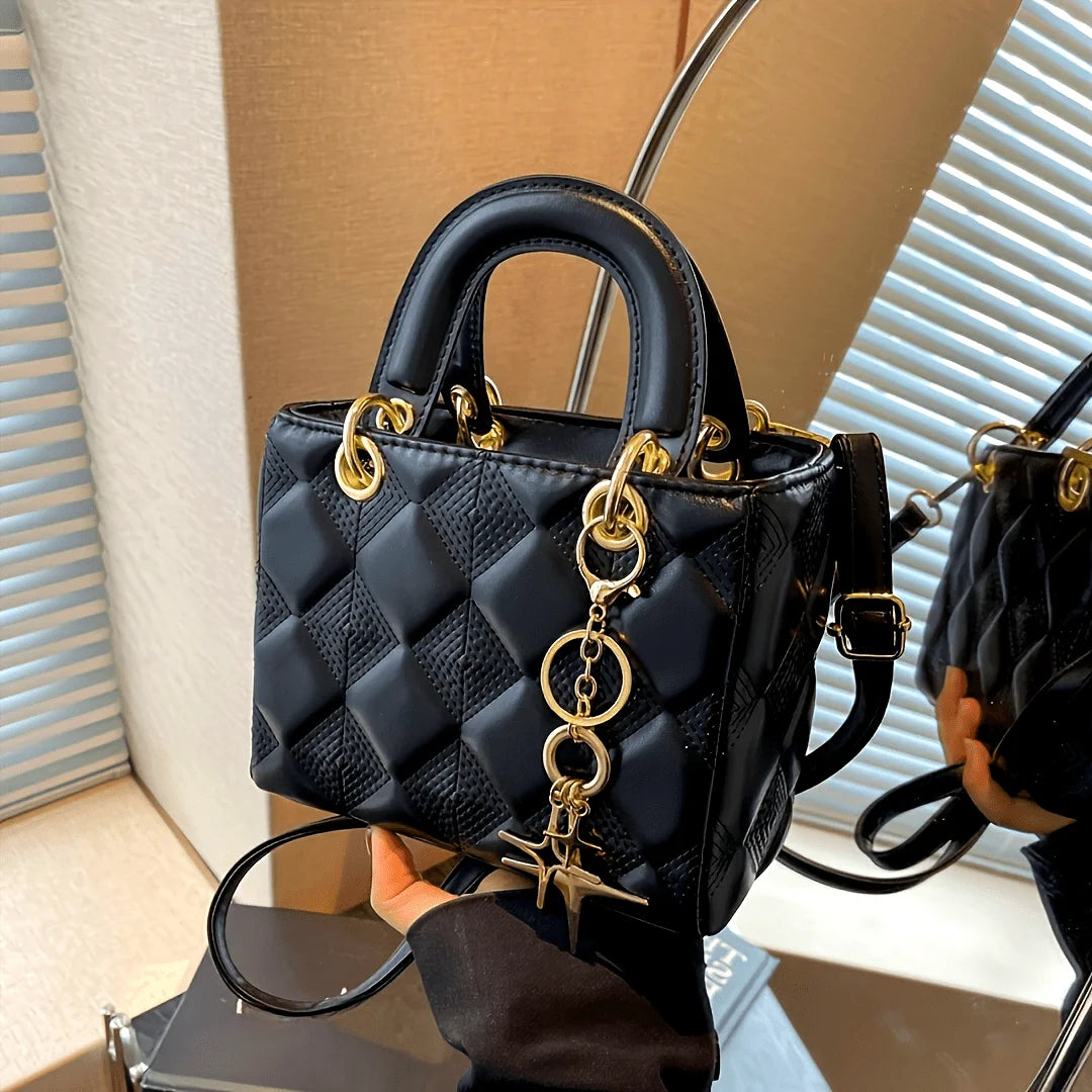 Elegante Mini Handtasche für Damen mit Goldakzenten und Abnehmbarem Schultergurt 0