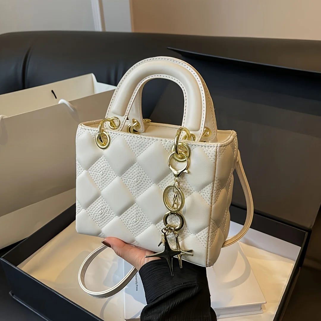 Elegante Mini Handtasche für Damen mit Goldakzenten und Abnehmbarem Schultergurt 1