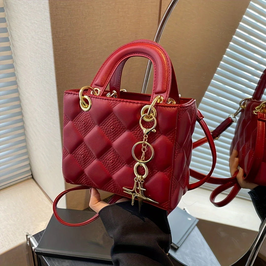 Elegante Mini Handtasche für Damen mit Goldakzenten und Abnehmbarem Schultergurt 2