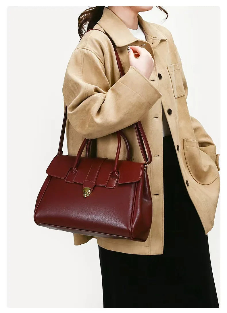 Elegante PU-Leder Arbeitstasche Damen mit Abnehmbarem Schultergurt für Büro und Alltag 5