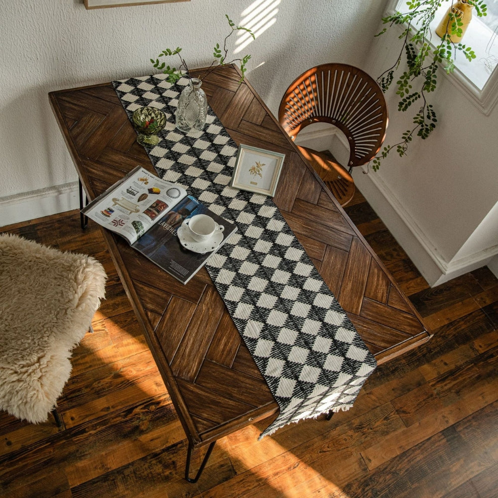 Eleganter Beige Tischläufer Modern mit Quastenrand für Stilvolle Essbereiche 4
