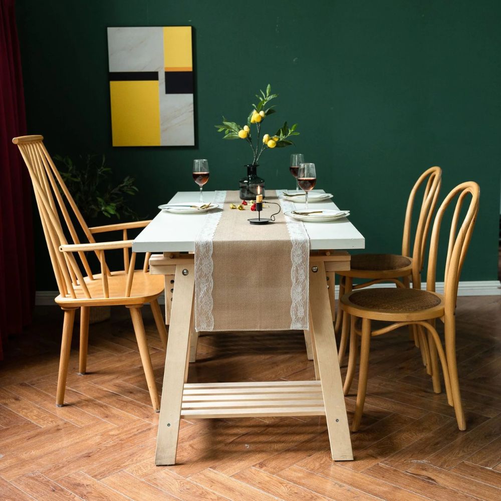Eleganter Beige Tischläufer Modern mit Verzierten Blütenspitzen für Stilvolle Anlässe 3
