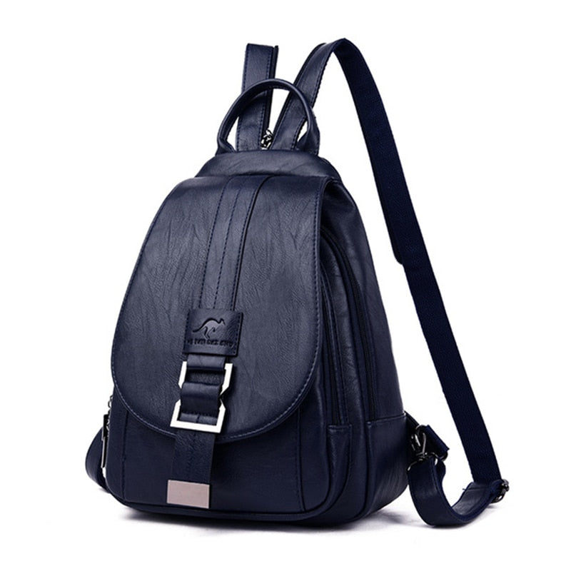 Eleganter Leder Rucksack Damen mit Anti-Diebstahl-Funktion – Schwarz 4