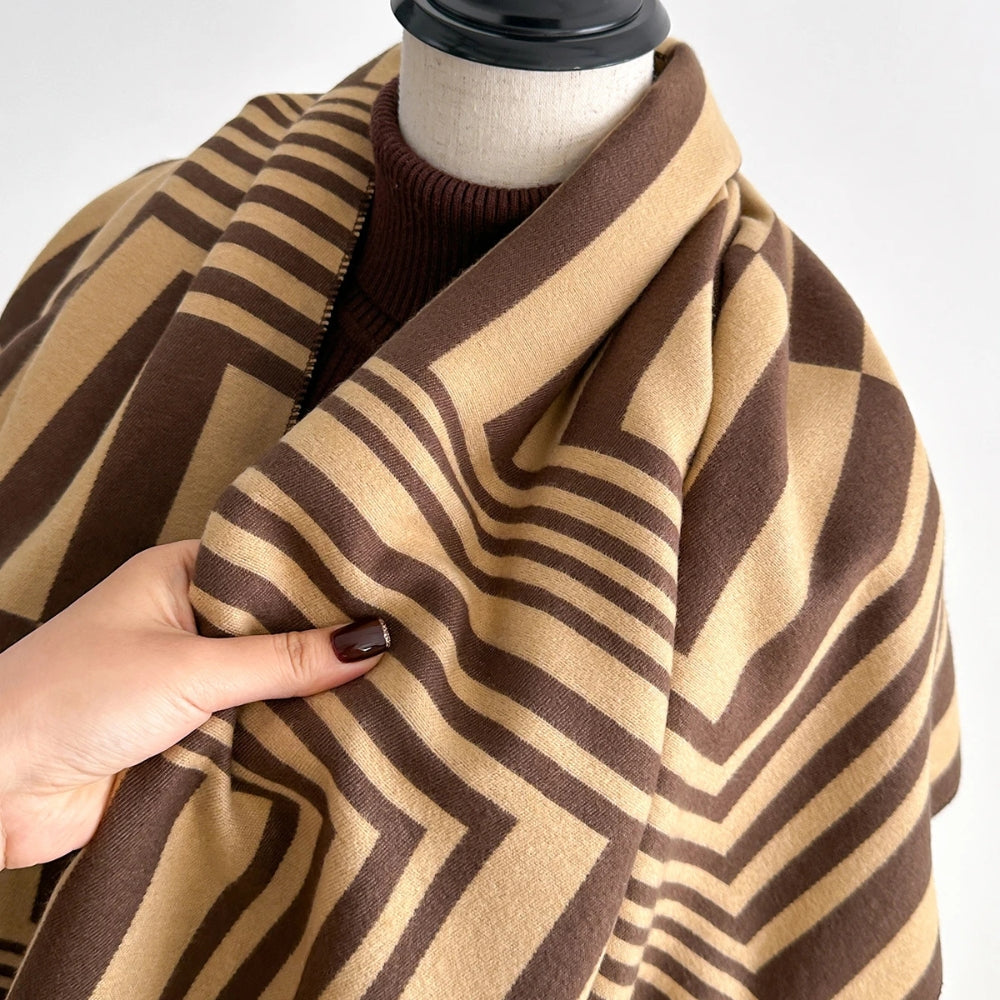 Eleganter Schal Damen aus weicher Mikrofasermischung mit geometrischen Mustern 6