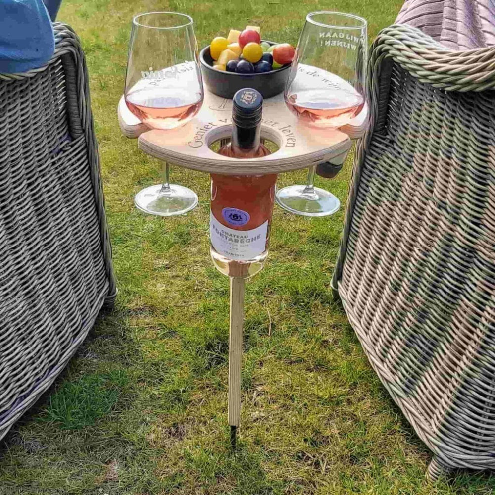 Eleganter Tragbarer Weintisch für Den Außenbereich – Ideal Für Picknicks, Platz Für 2 Gläser, Flaschenhalter, Snackbereich 0