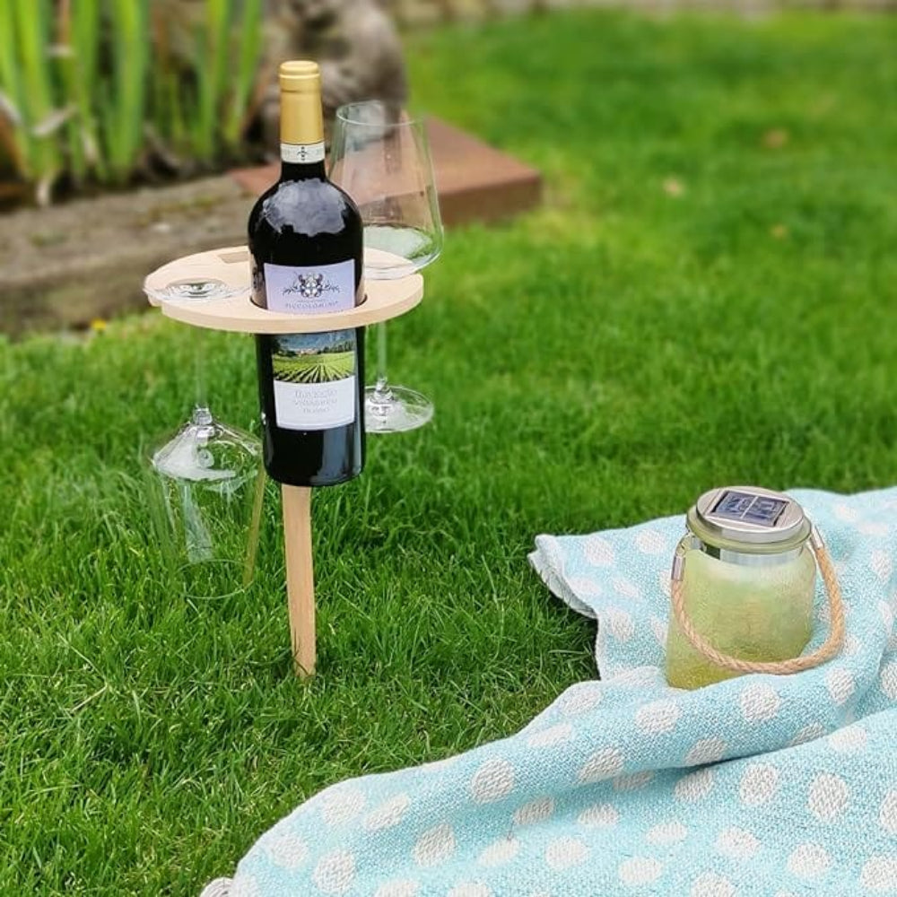 Eleganter Tragbarer Weintisch für Den Außenbereich – Ideal Für Picknicks, Platz Für 2 Gläser, Flaschenhalter, Snackbereich 2