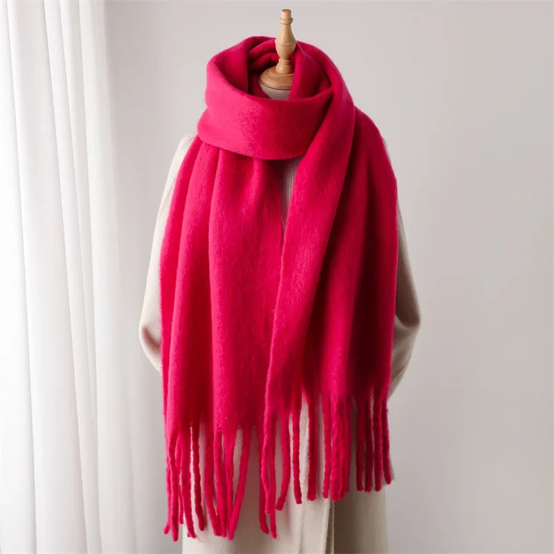 Eleganter Winterschal Damen aus Kaschmirimitation mit Fransen, 240x38 cm 6