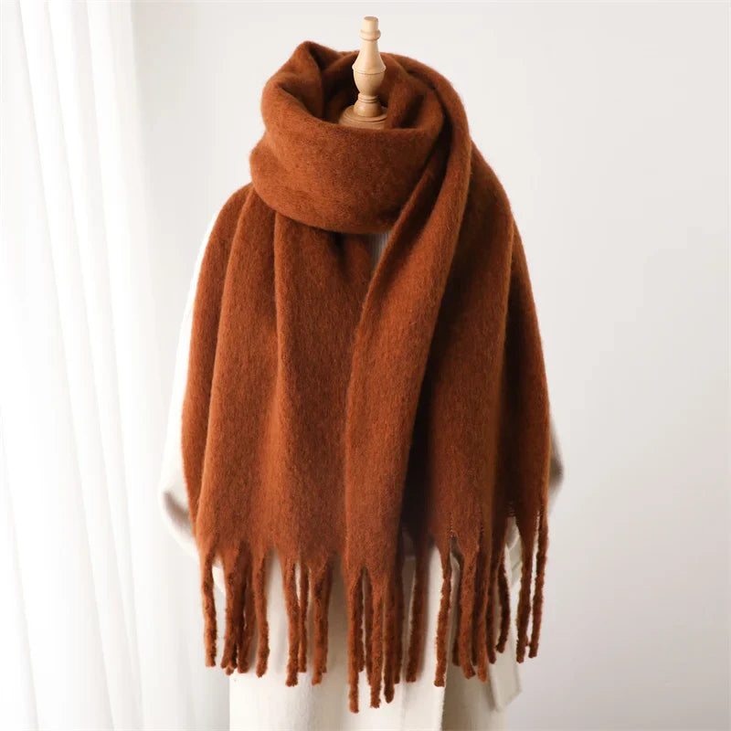 Eleganter Winterschal Damen aus Kaschmirimitation mit Fransen, 240x38 cm 8