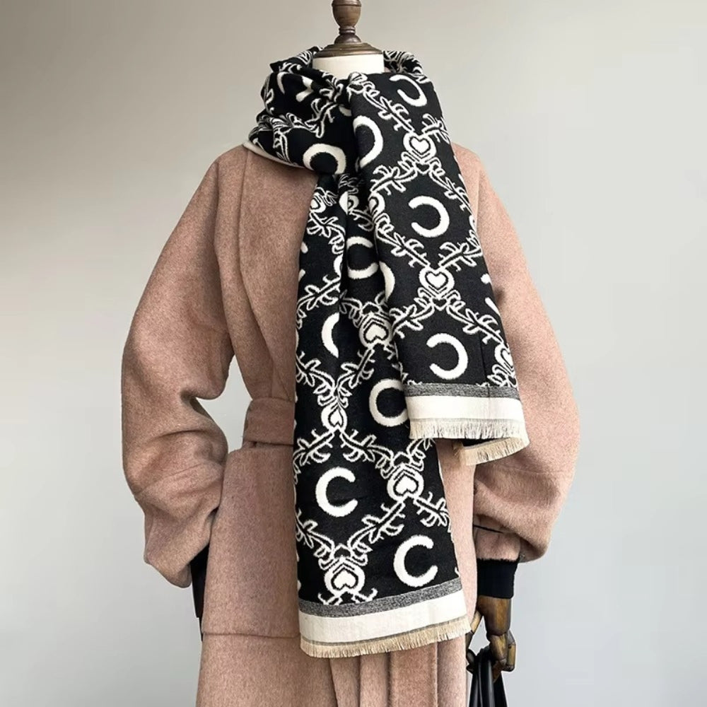 Eleganter Winterschal Damen aus Mikrofaser - Reversibel & Warm für Winter 2