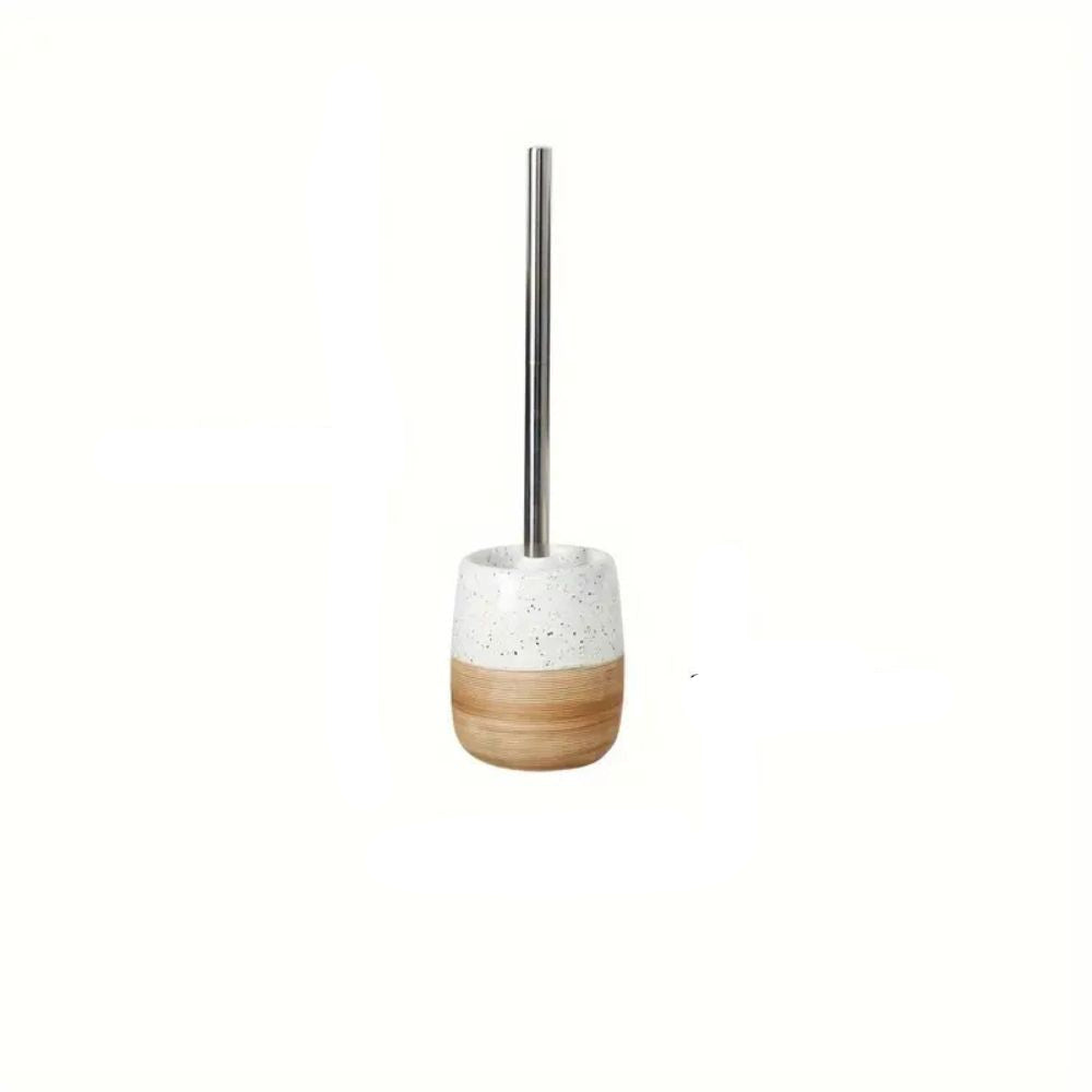 Elegantes Toilettenbürsten-Set mit Keramischer Basis und Edelstahlgriff 6