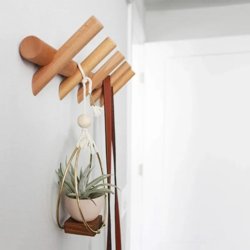 Elegantes Wandregal Aus Eichenholz Mit 4 Oder 5 Haken – Minimalistisches Design Für Ihren Eingangsbereich 0