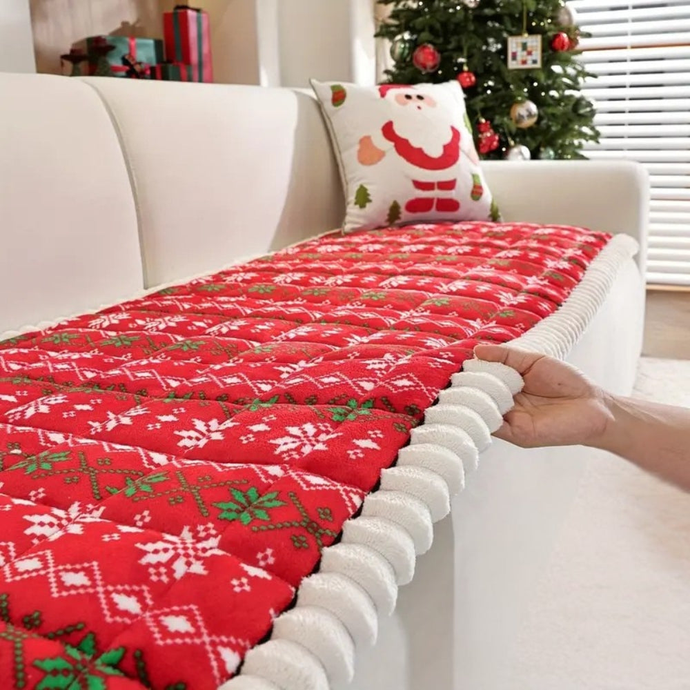 Festliche Sofa Abdeckung - Rotes und Weißes Design für Gemütlichkeit und Schutz 3