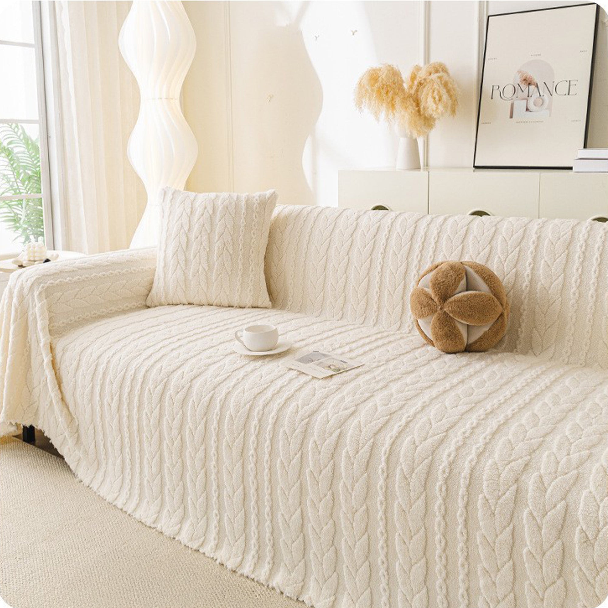 Gemütliche Kabelplüsch Sofaabdeckung - Kratzfest, Schmutzresistent & Maschinenwaschbar 3