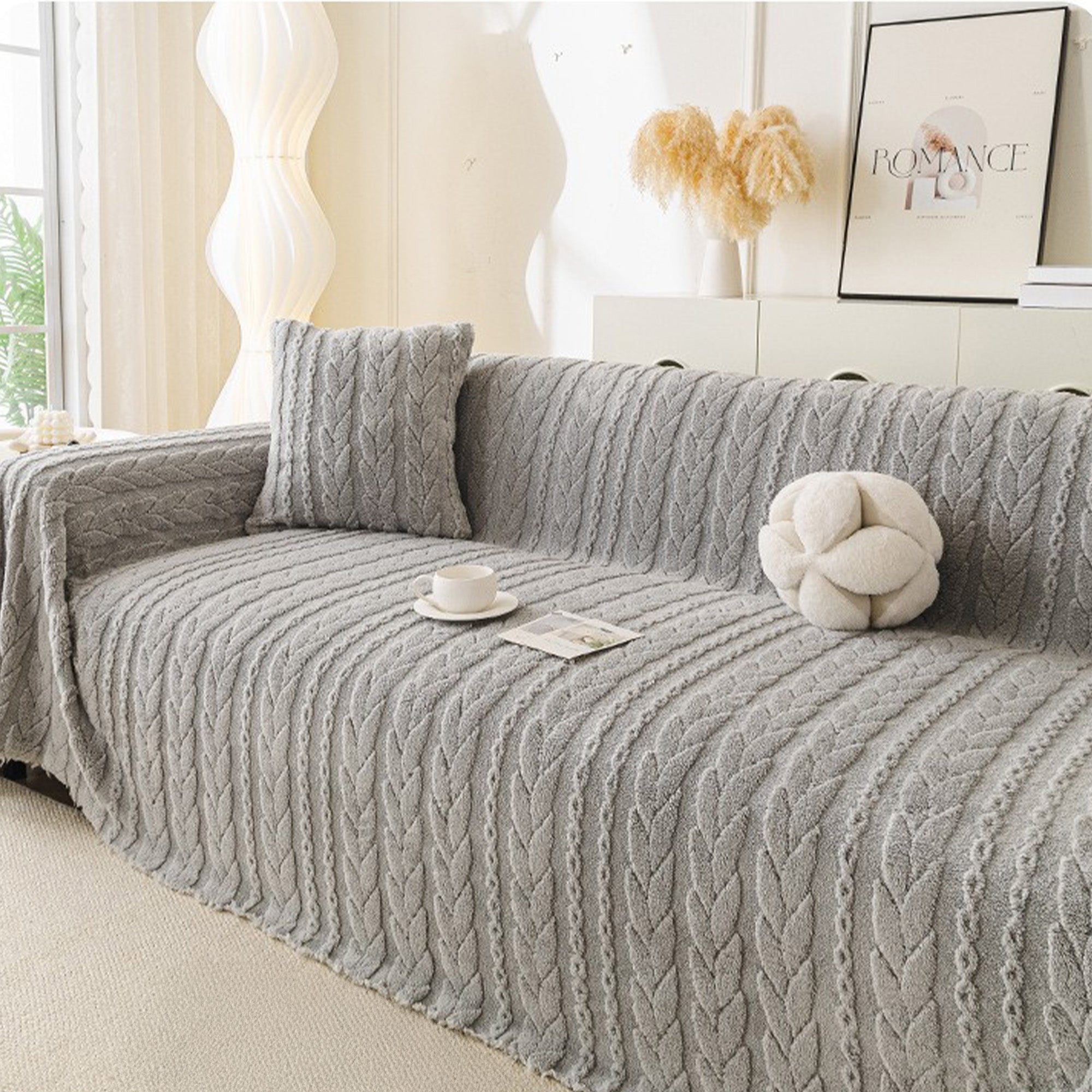 Gemütliche Kabelplüsch Sofaabdeckung - Kratzfest, Schmutzresistent & Maschinenwaschbar 5