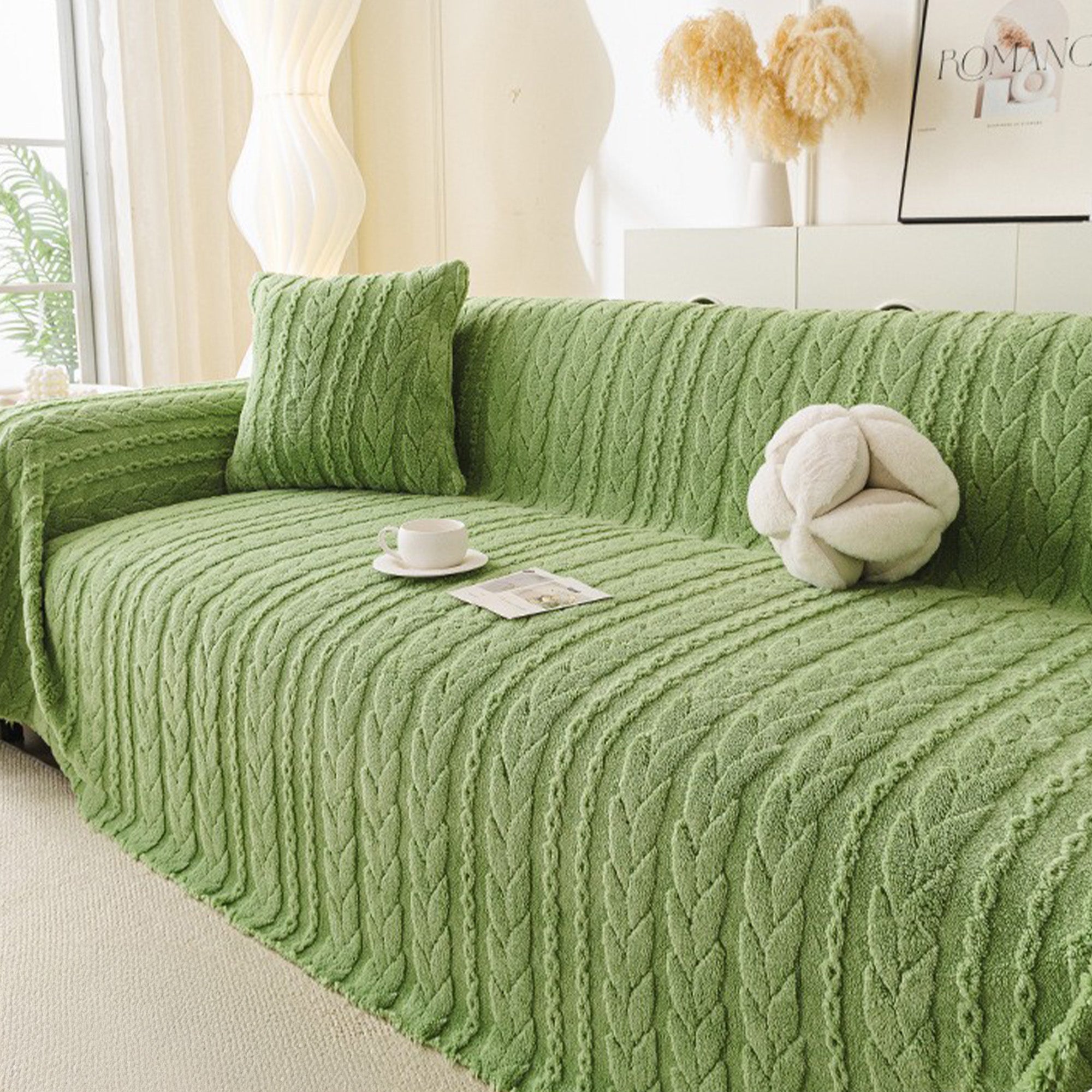 Gemütliche Kabelplüsch Sofaabdeckung - Kratzfest, Schmutzresistent & Maschinenwaschbar 6