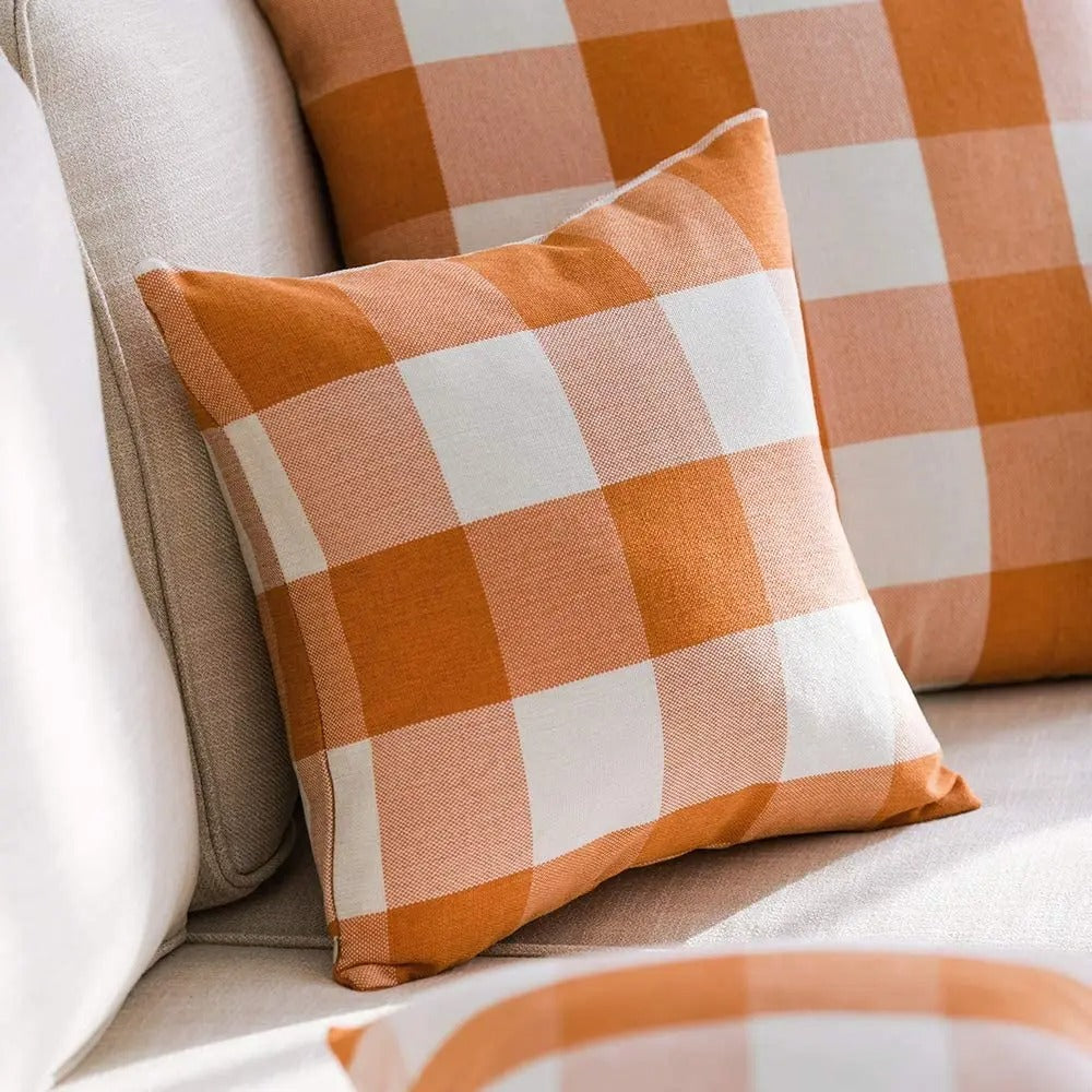 Gemütliche Kissenbedeckung im Landhausstil - Klassisches Herbstplaid aus Baumwoll-Polyester, 45x45 cm 6