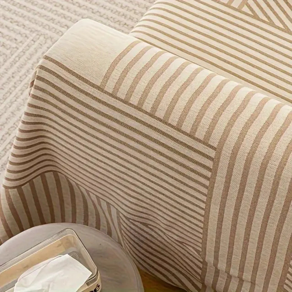 Gestreifte Chenille Sofaabdeckung mit Quasten – Rutschfest & Pflegeleicht 4