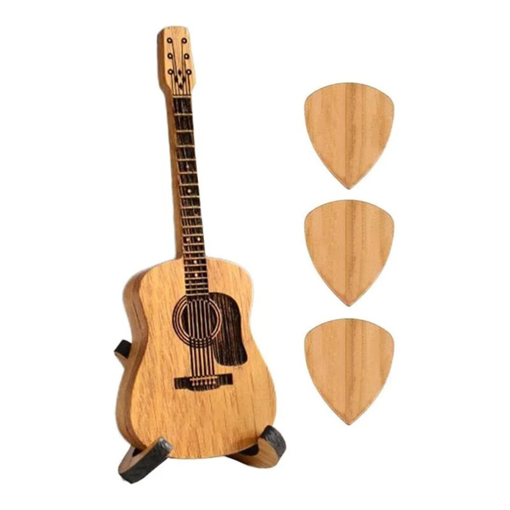 Handgefertigter Gitarren-Pick-Halter aus Holz – Eleganter Gitarren Zubehör Organizer 1