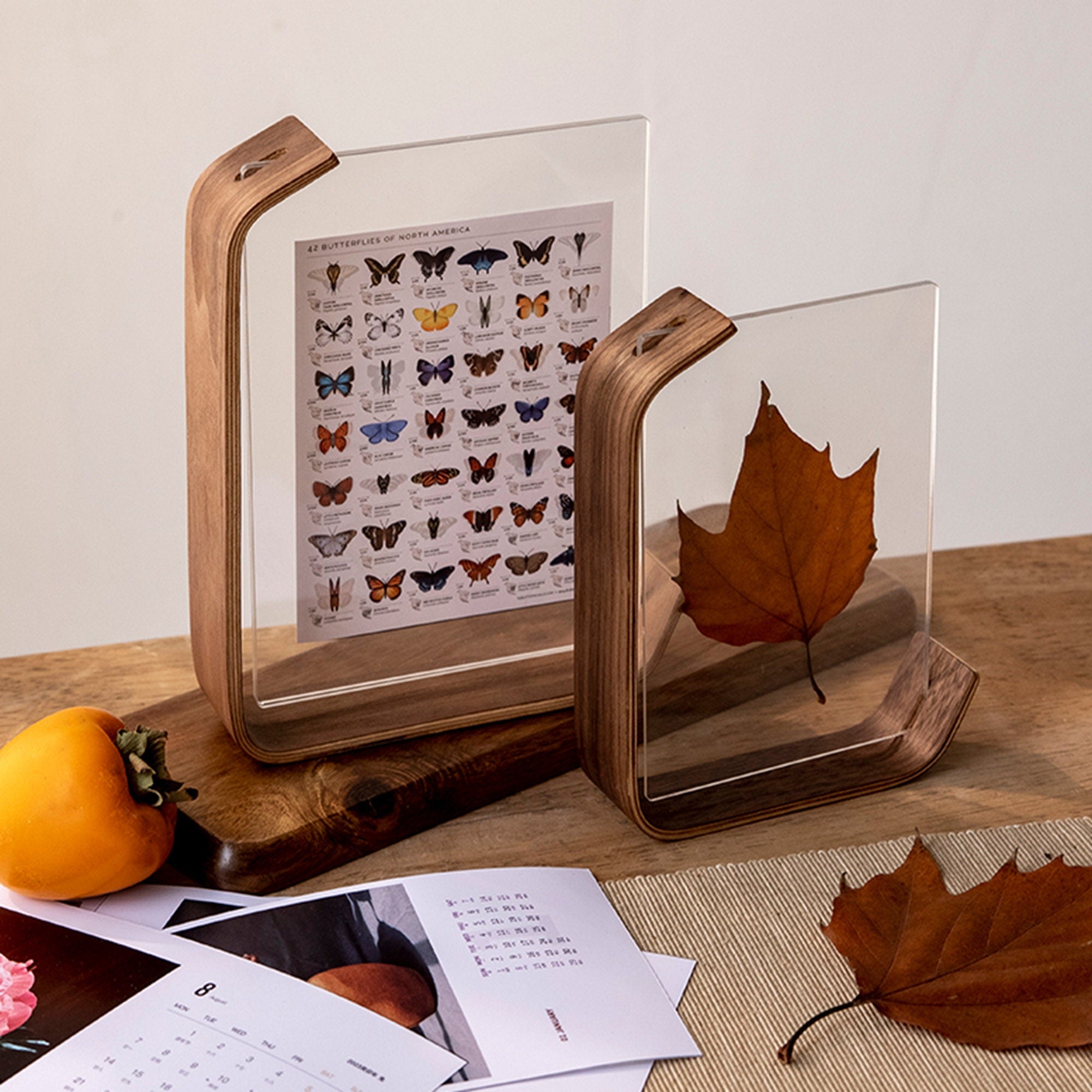 Handgefertigter Holz-Bilderrahmen Aus Walnuss Oder Buche - Modernes Design, Zwei Fotos Gleichzeitig 0