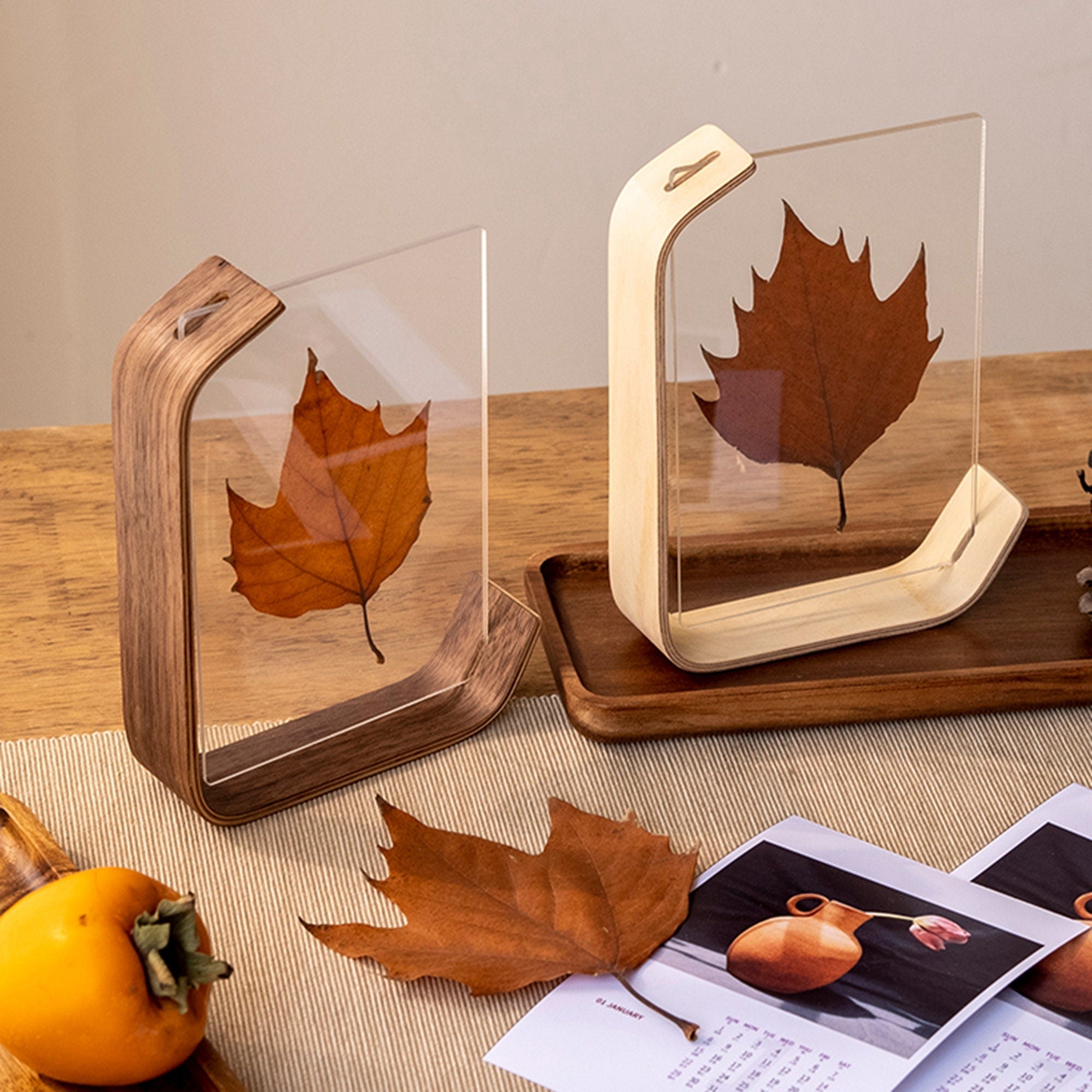 Handgefertigter Holz-Bilderrahmen Aus Walnuss Oder Buche - Modernes Design, Zwei Fotos Gleichzeitig 3