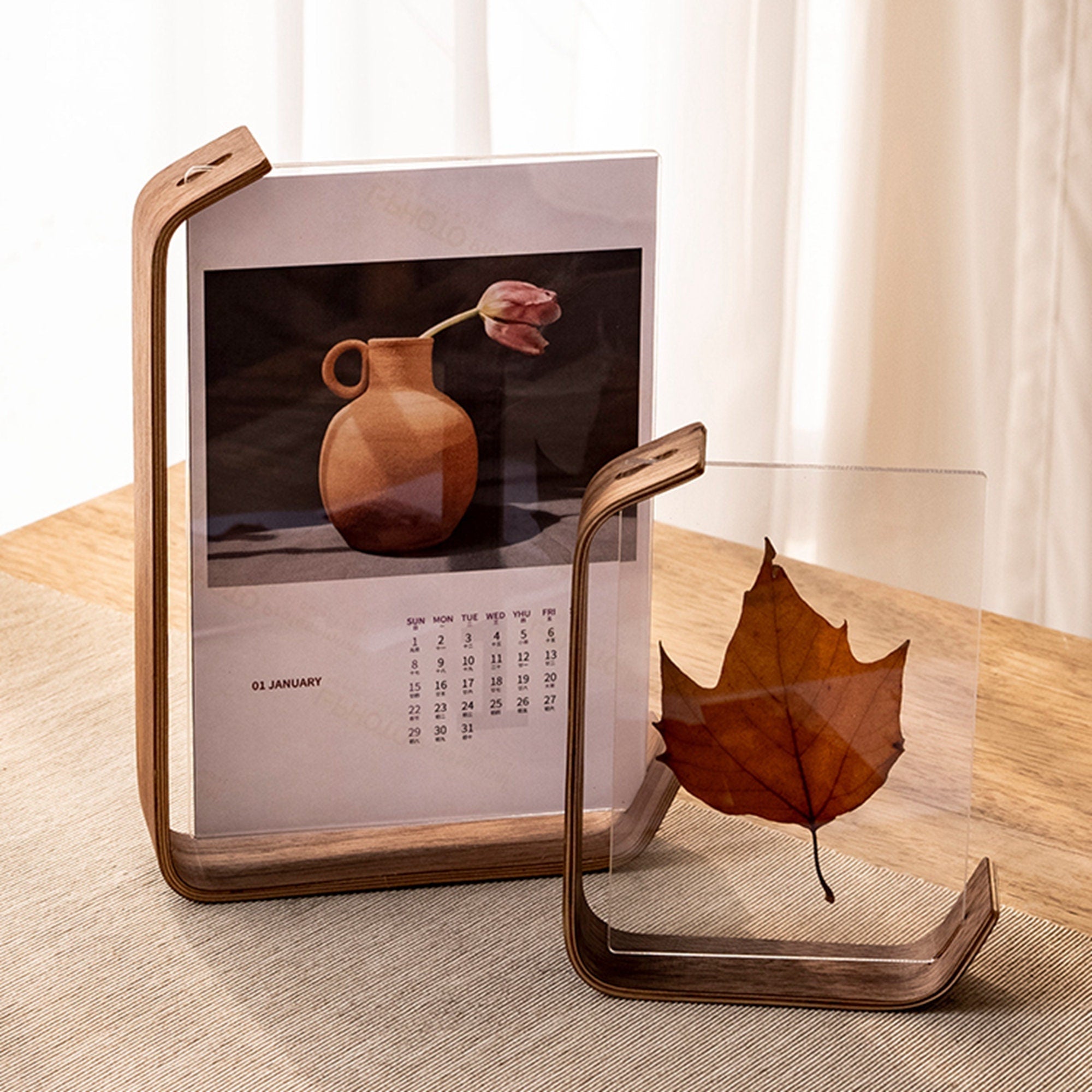 Handgefertigter Holz-Bilderrahmen Aus Walnuss Oder Buche - Modernes Design, Zwei Fotos Gleichzeitig 5