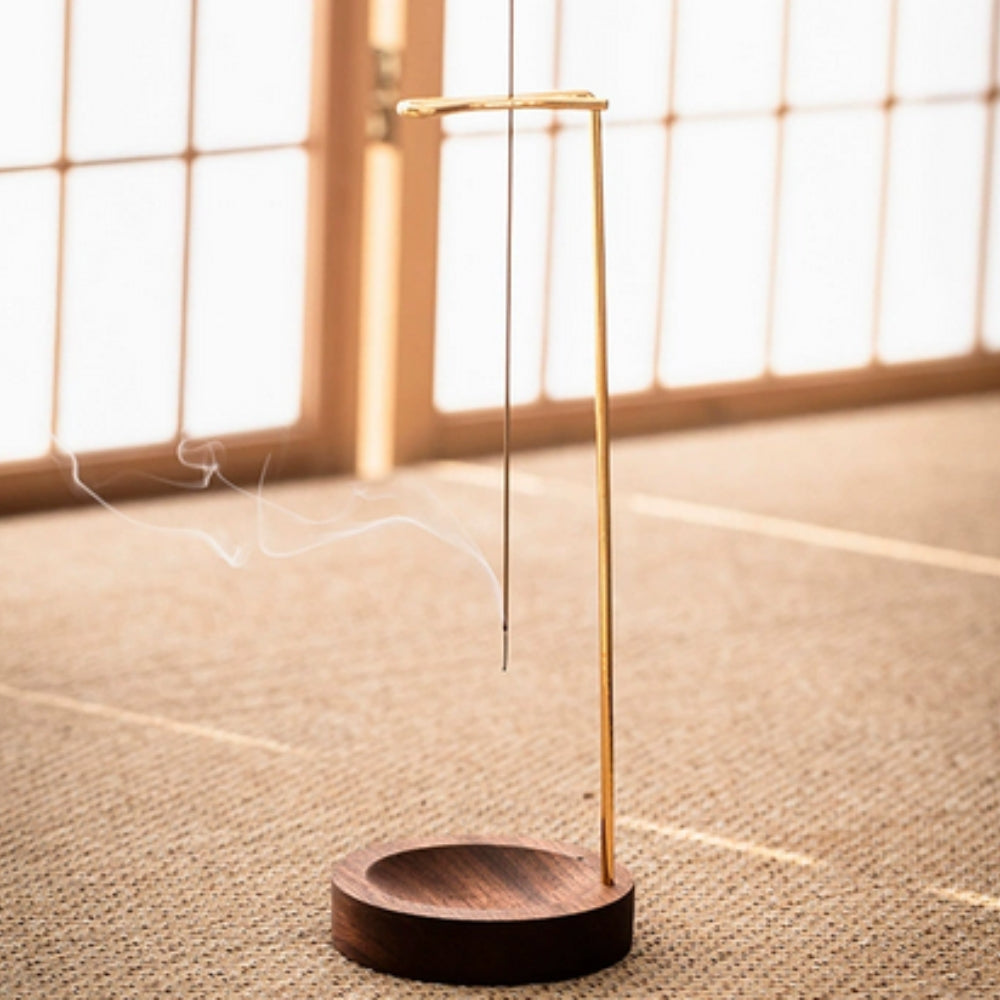Handgefertigter Holz-Weihrauchbrenner mit Metallhalter für Meditation und Yoga 0
